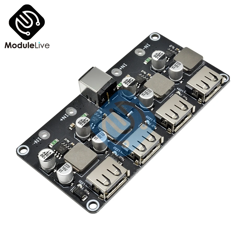 Плата быстрой зарядки 4USB QC2.0 QC3.0 модуль DC 6 32 В понижающий преобразователь
