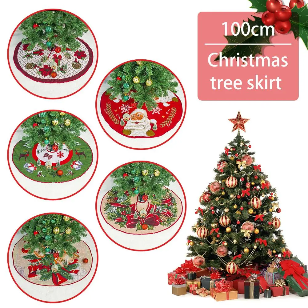 

Printed Christmas Tree Skirt 100cm Add The Festive Atmosphere Christmas Home Decoration Christmas Tree Foot Cover Carpet Decor #