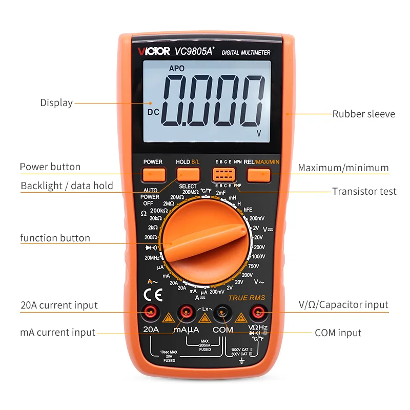 Digital-Multimeter-VICTOR-VC9805A-True-RMS-DMM-AC-DC-Ammerter-Resistance-Capacitance-Inductance-Frequency-Temperature-tester