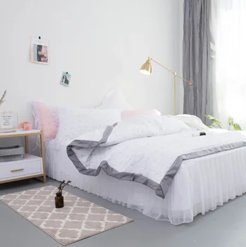 

Girl's Heart Modal Ice Silk Bed Dress Four-piece Set Solid Color Quilted Quilted Mat Single Double 1.8m Bed Quilt Cover