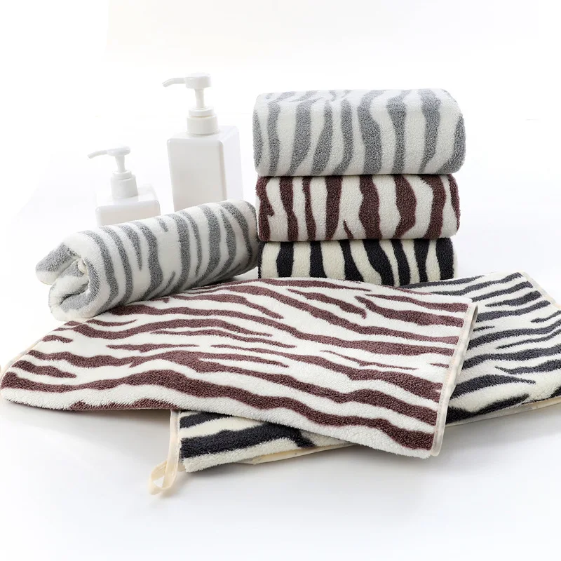 T237A Nice Zebra stripe Microfiber water Absorbent 70cm*140cm and 34cm*74cm quick dry bath towel and face towel 5