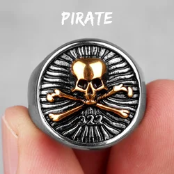 Men's Gothic Stainless Steel Skull Ring - Punk Hip Hop Jewelry Gift - 8 (Pirate)