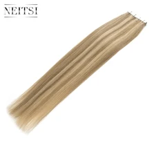 Neitsi прямые волосы на клейкой основе, не Remy лента для наращивания человеческих волос 2" P18/613# двусторонняя изолента цвета фортепиано