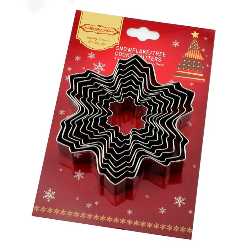 

Christmas Cookie Cutter Snowflake Biscuits Model Stainless Steel Fondant Gingerbread Stamp 9 Sizes Shapes Cake Baking Tools