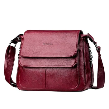 

New Multi-pocket Design High Quality Leather Women's Handbags Shoulder CrossBody Bags Lady Messenger Bags Women Bolsas Feminina