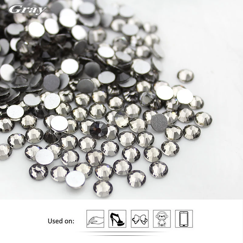 

YL Top Glitter SS3-SS34 1440pcs/pack Gray 3D Non Hot Fix FlatBack Strass Sewing & Fabric Garment Rhinestone Nail Art Stone