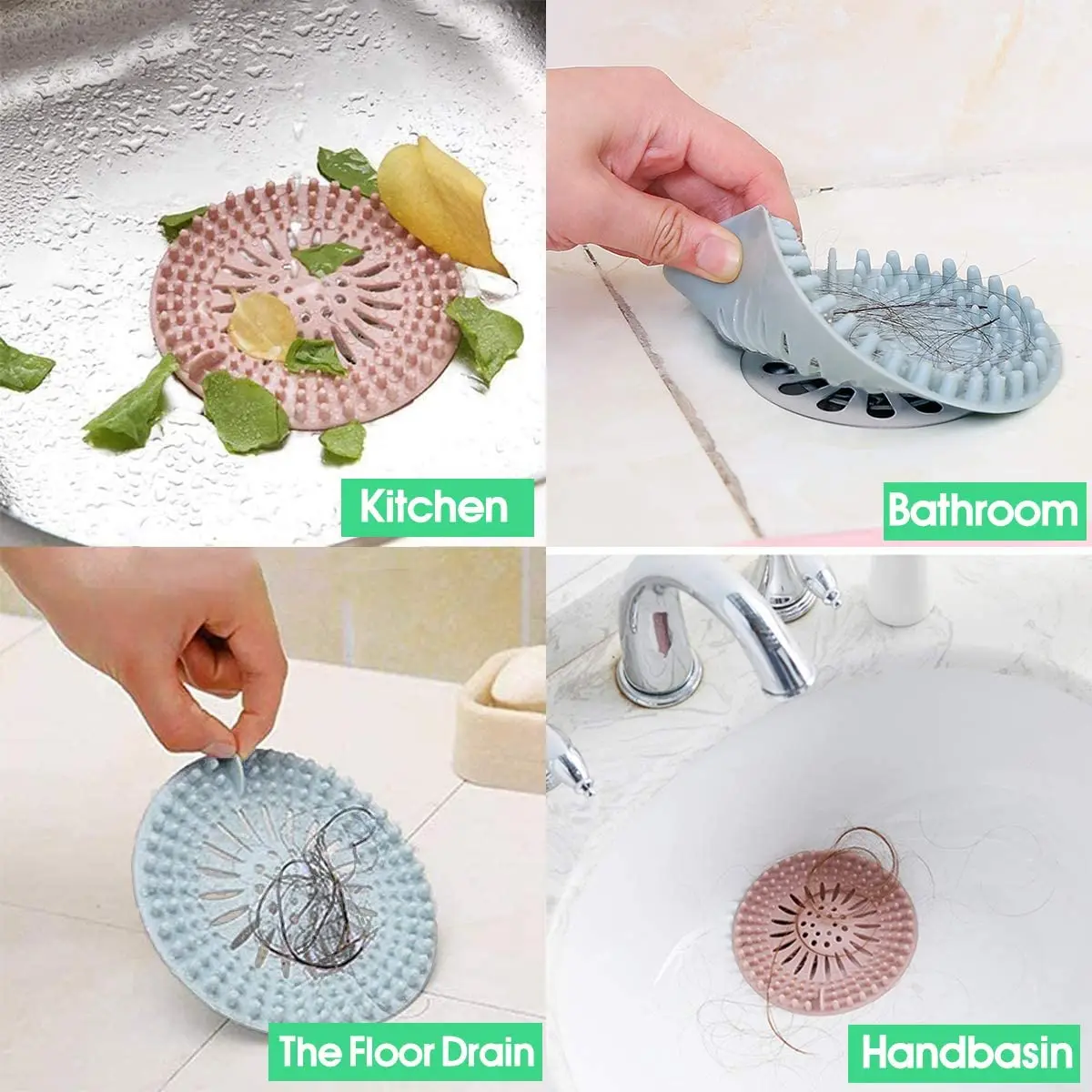 Hair Catcher Durable Silicone Hair Stopper Shower Drain Cover Protector Trap Sink Strainer for Kitchen Bathroom Bathtub sink filter,sink strainer,hair drain catcher,kitchen sink strainer,shower drain cover,shower drain filter