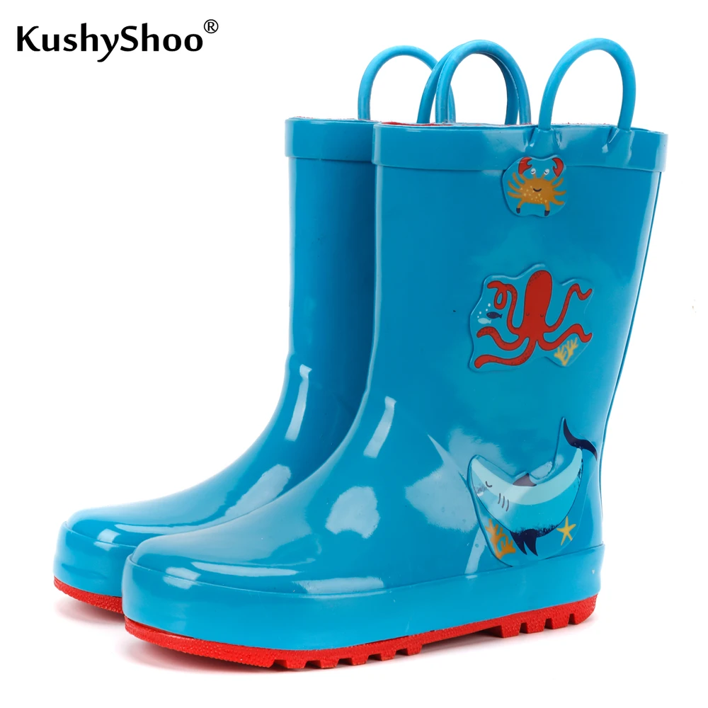 KushyShoo Children's Rain Boots Underwater World Rain Boots Kids Water