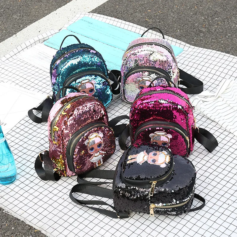 

Children Fashion Fabric Shiny Color Changing Backpack CHILDREN'S Snacks School Bag Do Parent And Child-