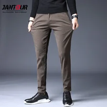 Jantour Brand New Autumn Winter Men Pants Straight Casual Men thick Trousers Classic Business Fashion brown Pants For Men