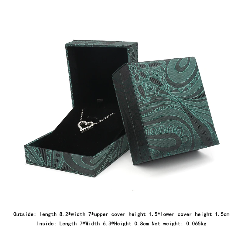 

Green Wedding Necklace Packaging Box Jewelry Ring Earring Storage Display For Women Portable Travel Engagement Birthday Gifts