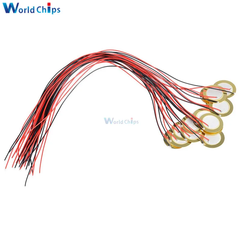 Пьезоэлектрический пьезокерамический вафельный диск диаметром 27 мм для зуммера громкоговорителя 10 шт