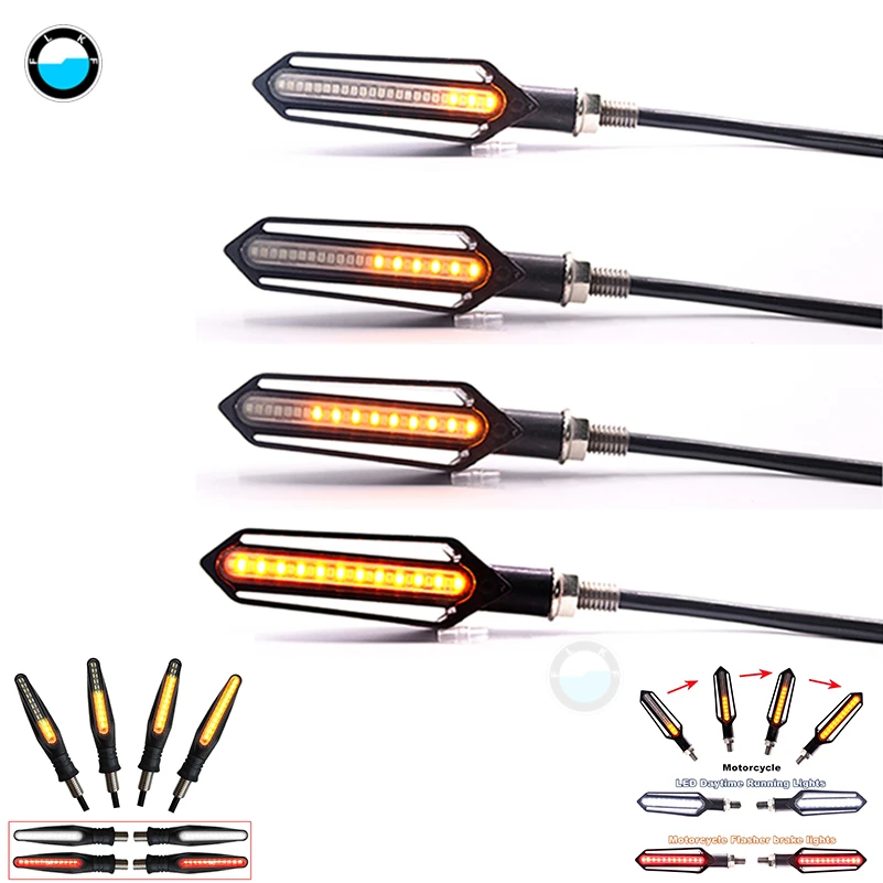 4x Led Motorcycle Turn Signals Flowing Water Tail Light Motorcycles