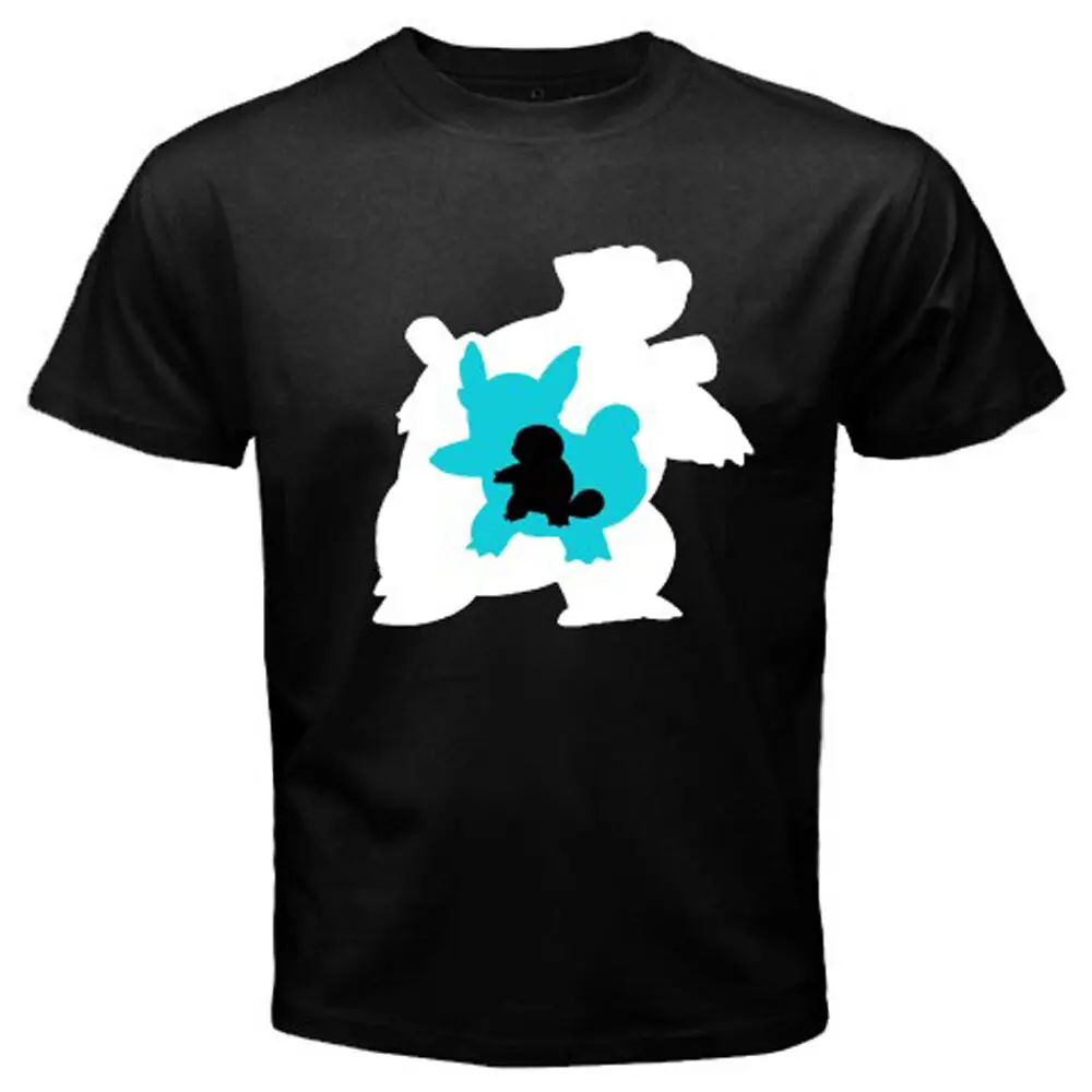 

New Pokemon Evolutionharajuku Streetwear Shirt Menwartortle Blastoise Men'S Black T-Shirt S To 3Xl