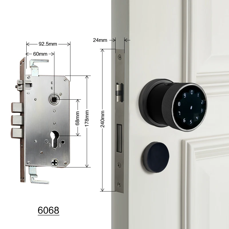 TT замок приложение биометрический отпечаток пальца дверной замок wifi цифровой RFID Электронный код Водонепроницаемый клавиатура умный дверной замок с ключом - Цвет: 6068 Black