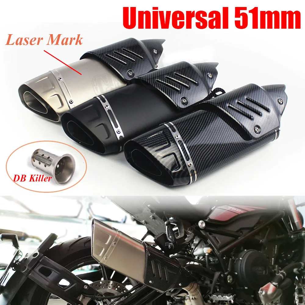 Universal51mmEscapeMotoExhaustMotorcycleMufflerMotocrossPipeCoverForAKR6Z900MT07