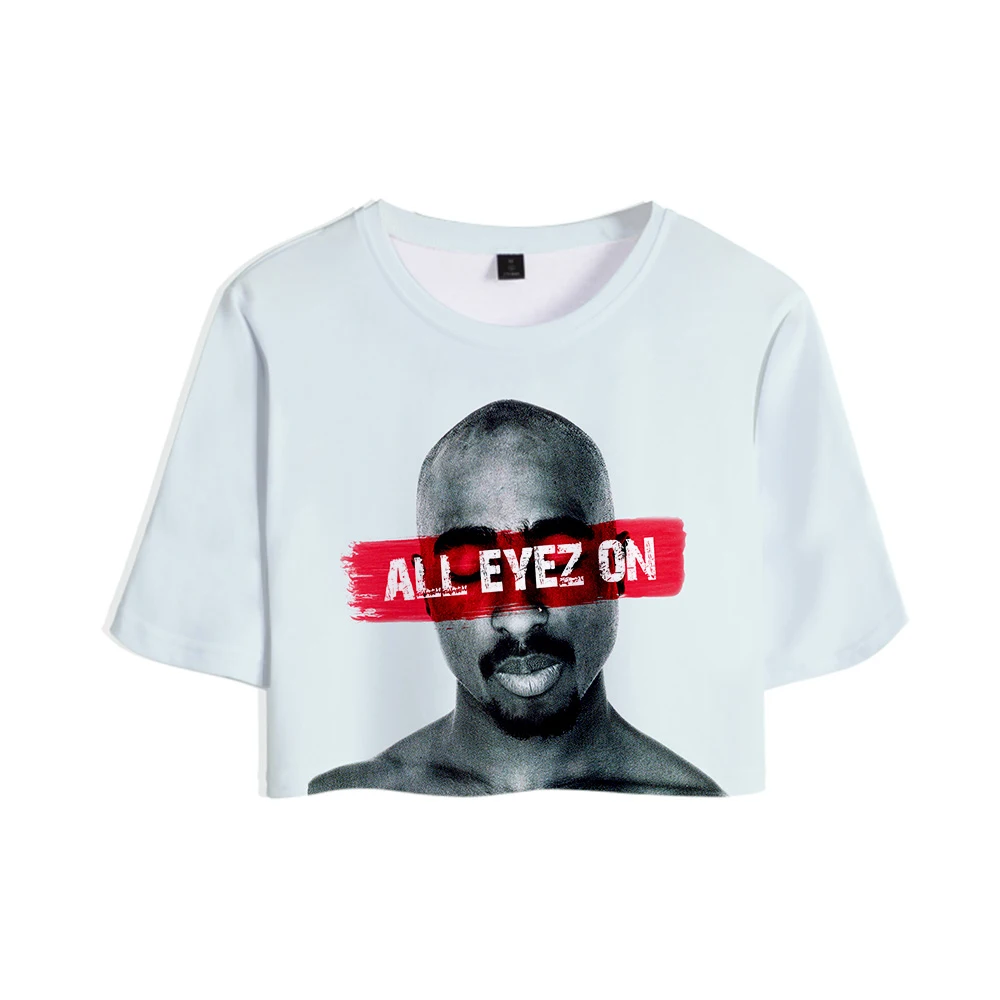 

2 Pac 3D Print Regular Fit Girls Crewneck Printed Short Sleeves Pollover Women O-Neck Cute Cropped Tees Sexy Summer Tshirts