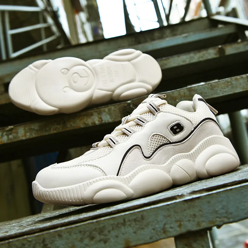 

Casual Couples Bear Shoes Versatile Punched Sheet Surface MacBook Shoes Net Red Extra High Old Man Shoes Students Sports Fashion