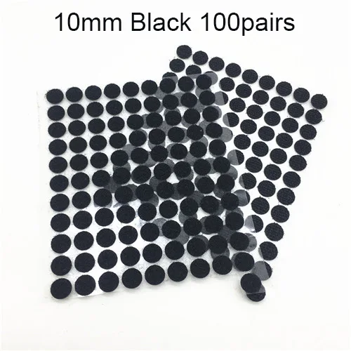 10mm Balck 100pairs 10/15/20/25/30 мм Розовый Круглый сильная самоклеящаяся крепежная лента в горошек нейлон крюк и петля клей крепление Magic Стикеры 100 пар - Цвет: 10mm Balck 100pairs