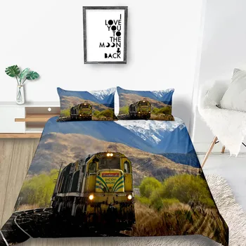 

Vintage Bedding Set Train Lifelike Fresh 3D Fashionable Duvet Cover King Queen Twin Full Single Double Unique Design Bed Set