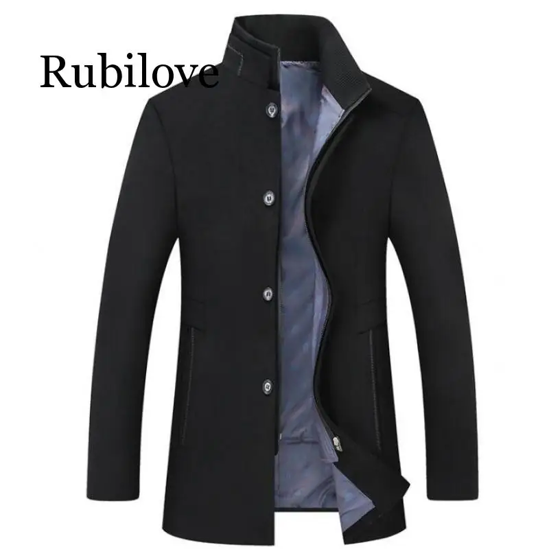 

Rubilove 2019 new arrival winter high quality wool thick trench coat men men's gray wool jackets plus-size M-6XL