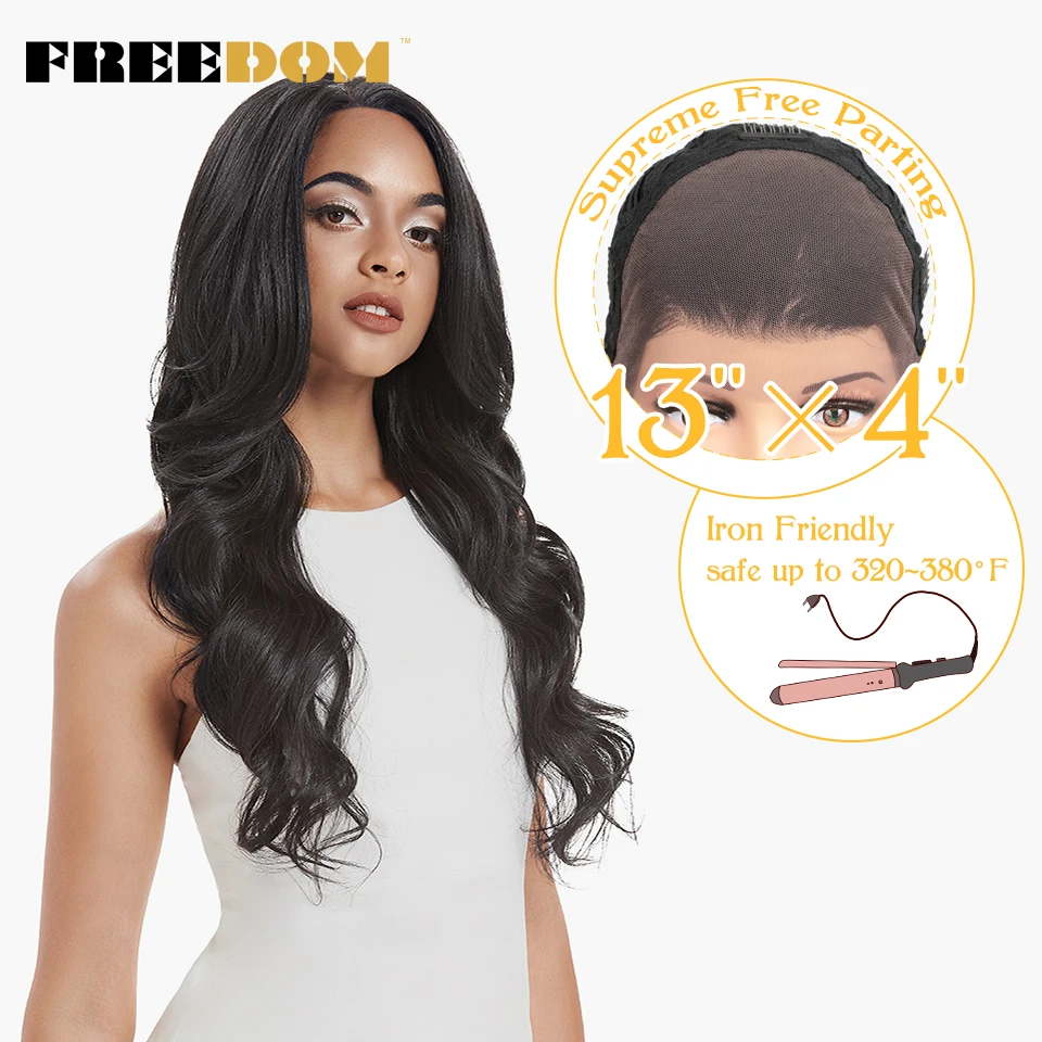 Cena FREEDOM syntetyczne koronki przodu peruki 40 Cal wieczerza długie głębokie Natural Wave Ombre Blond 613 kolor włosów peruki dla czarnych kobiety moda
