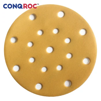 

25 Pieces 150mm 6-inch Dry Wet Sanding Discs 17 Holes Yellow Sanding Paper Hook and Loop Sandpaper for Wood Car Metal Polishing