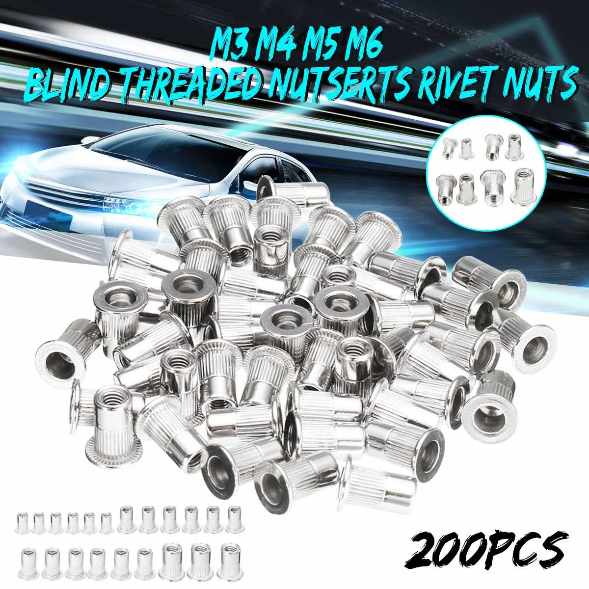 

50pcs Riveting Nut Stainless Steel 304 Material Pull Rivet Nut Pull Cap Flat Head Columnar M3 M4 M5 M6