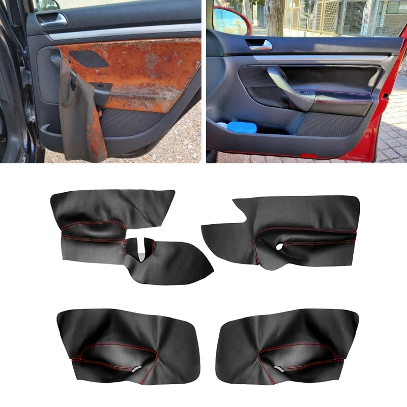 LHD/RHD For VW Golf 5 MK5 Jetta 2005 2006 2007 2008 2009 2010 Microfiber Leather 4pcs Car Interior Door Armrest Panel Cover Trim new pu leather car interior door handle inner door panel pull trim cover for bmw 5 series f10 f18 525i 528i 530i 540i lhd rhd