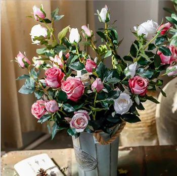 

10 Piece Artificial red Rose Heads Flower Wedding Bridal silk Bouquet Birthday Party Valentine's Day Home Decoration