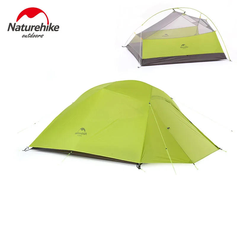 20D yellow green Naturehike сверхлегкий кемпинг палатка водонепроницаемый открытый туристический тент 20D нейлон альпинизмом 2-3 человек палатка с бесплатным ковриком - Цвет: 20D yellow green