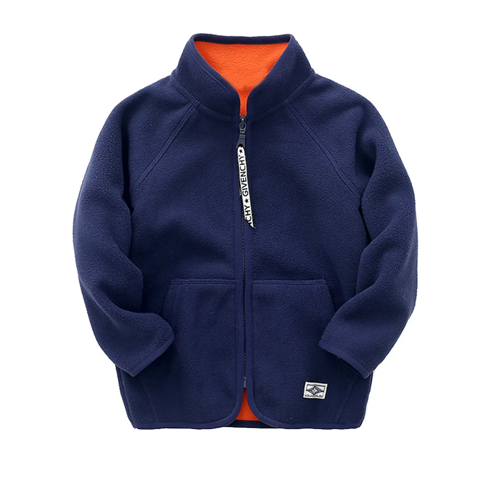 Пальто для маленьких мальчиков Детские флисовые куртки для девочек Осенняя теплая детская верхняя одежда с длинными рукавами куртка для мальчиков От 2 до 14 лет - Цвет: dark blue