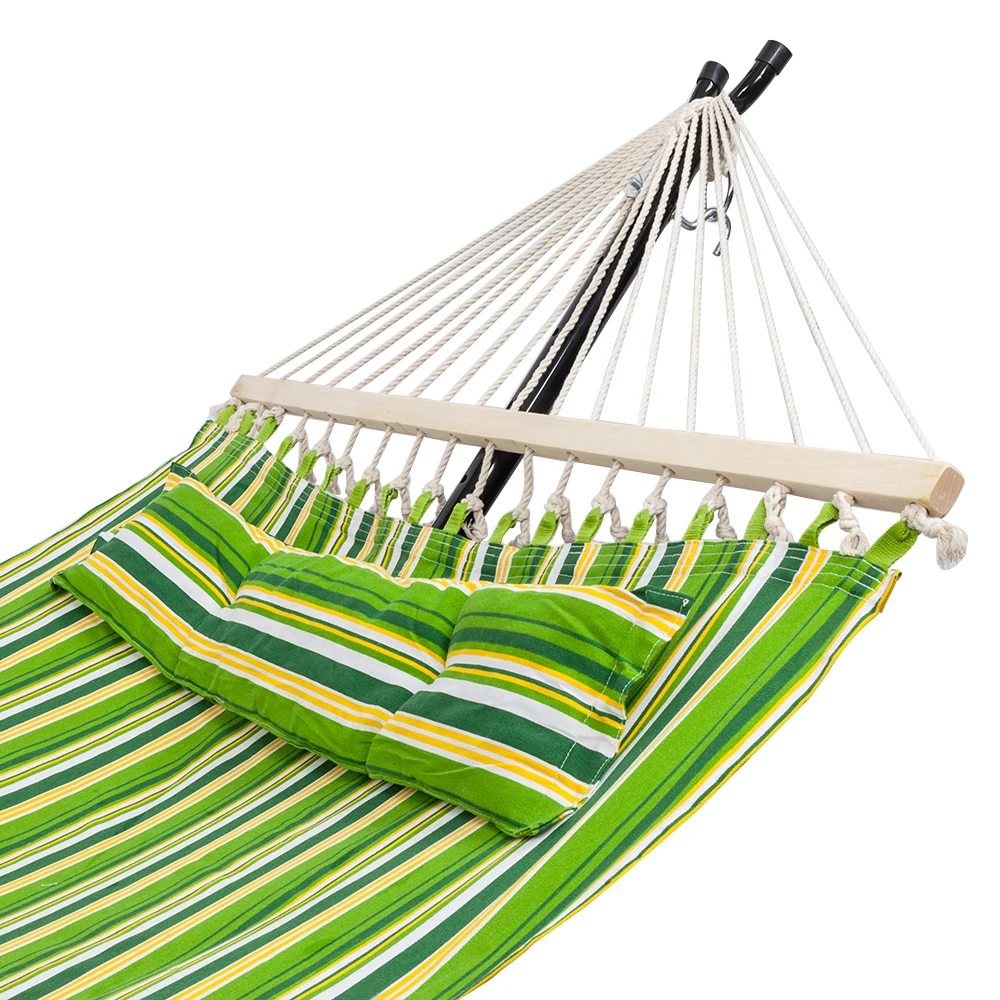 2-Person Double Hammock with Detachable Pillow Spreader Bar 300 lb Capacity For Children Adult Outdoor Backpacking Travel