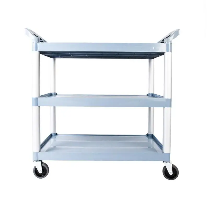 

Portable Three-Layer Plastic Cart Trolley Storage Rack With Rolling Wheels