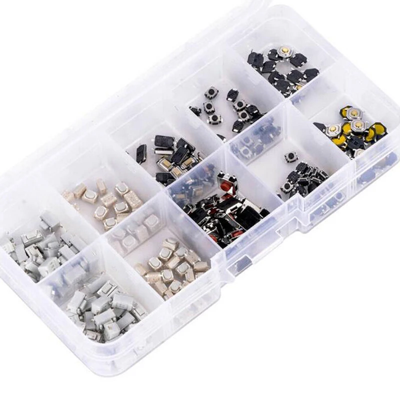Mixed Tactile Touch Switch Kit Car Remote Control Button Microswitch For Electronic Products Push Switches 250pcs With Box