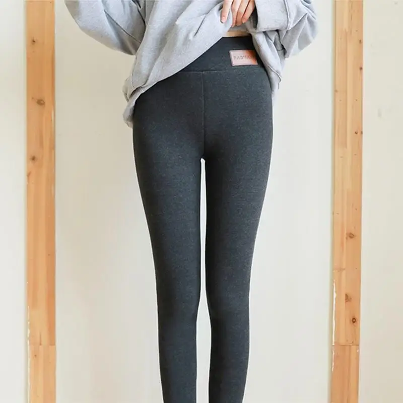 Winter Black Warm Fleece Leggings Skinny Thick Casual Wool Velvet Leggings Women Lambskin Cashmere Leggings