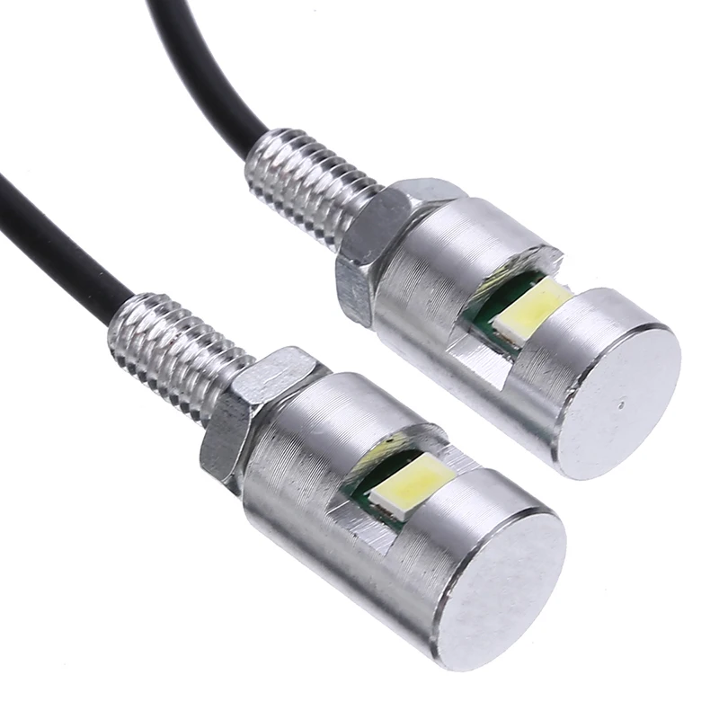2X Chrome Motorcycle Left/Right License Plate Bolt Light Bulb 12V Car Motor White SMD LED Number Plate Screw Bolt Lamp