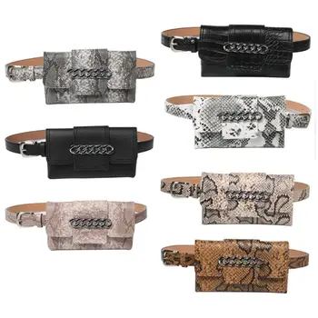 

Women Snakeskin Pattern Leather Waist Fanny Pack Belt Bag Phone Pouch Travel Hip Bum Chest Waist Small Purse