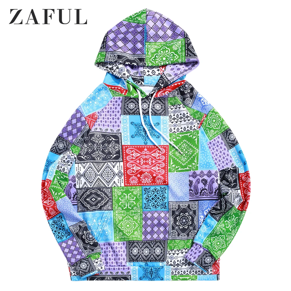 Мужская Повседневная Толстовка-кенгуру ZAFUL с принтом в виде племени бандана