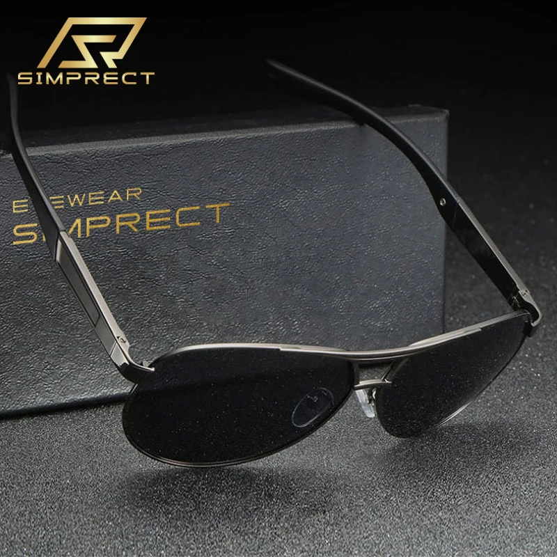 

SIMPRECT Pilot Polarized Sunglasses For Men 2023 Luxury Brand Designer Retro Vintage Mirror UV400 Driving Anti-glare Sun Glasses