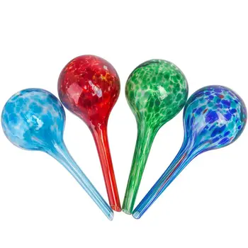 

Set of 6 Small Multicolored Glass Plant Watering Globes-Each Measures 6inch L x 2.5inch D High Quality and Brand New