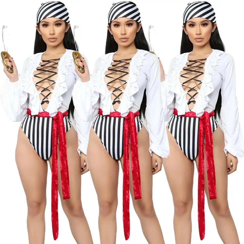 

Women's V Neck Long Sleeve Slim Bodysuit Stretch Leotard Tops Romper Jumpsuit