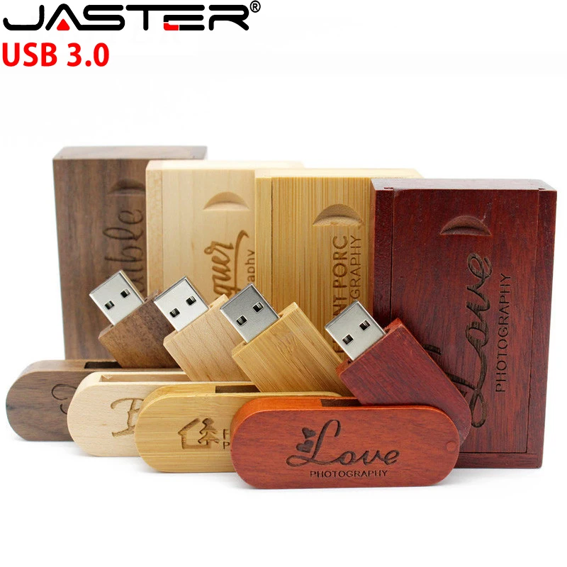 JASTER USB 3 0 Деревянный Логотип Настраиваемый вращающийся деревянный флеш