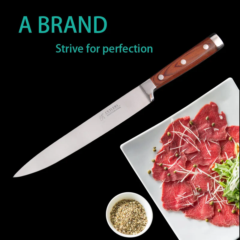 Фирменные кухонные ножи шеф-повара, нож для нарезки овощей, набор из 5 предметов, цветная деревянная ручка, кухонный инструмент из нержавеющей стали