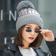 Зимняя женская шапка на гусином пуху, шерстяная шапка с помпонами, бархатная шапка с помпонами, теплая шапка, женская зимняя шапка