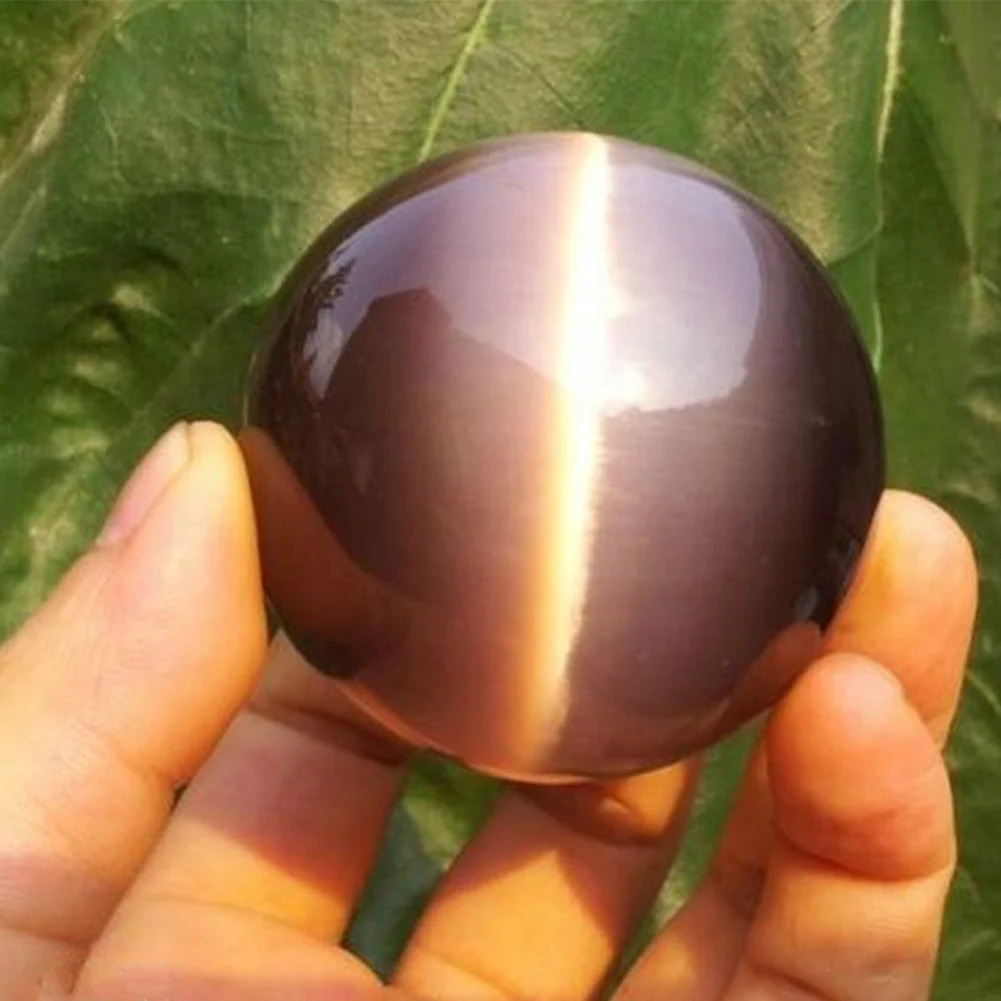 40mm Natural Rare Quartz Purple Cat Eye Crystal Healing Ball Sphere Office Home Decor