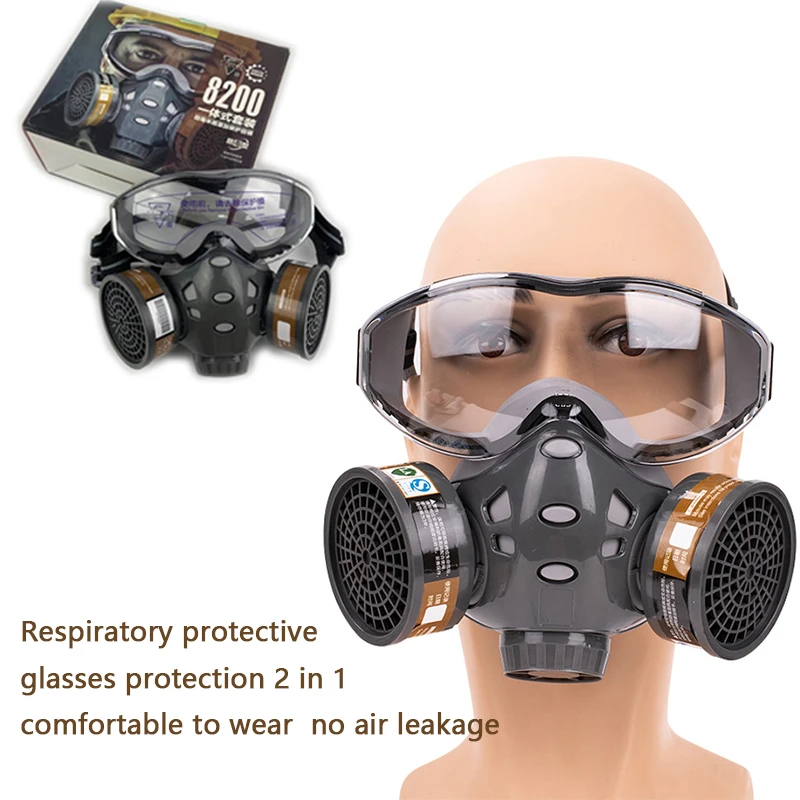 safety hand gloves Full Face Gas Mask With Safety Glasse Spray Paint Chemical Pesticide Decoration Formaldehyde  Anti-Dust With Filter Respirator site work boots