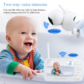

5" Wireless LCD Audio Video Baby Monitor Radio Nanny Music Intercom IR 24h Portable Baby Camera Baby Walkie Talkie Babysitter
