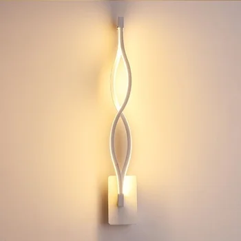 

Modern LED Wall Lamp 16W Wall Sconces Light Fixture Wave Mirror Light Creative Corridor TV Background Lighting White Black