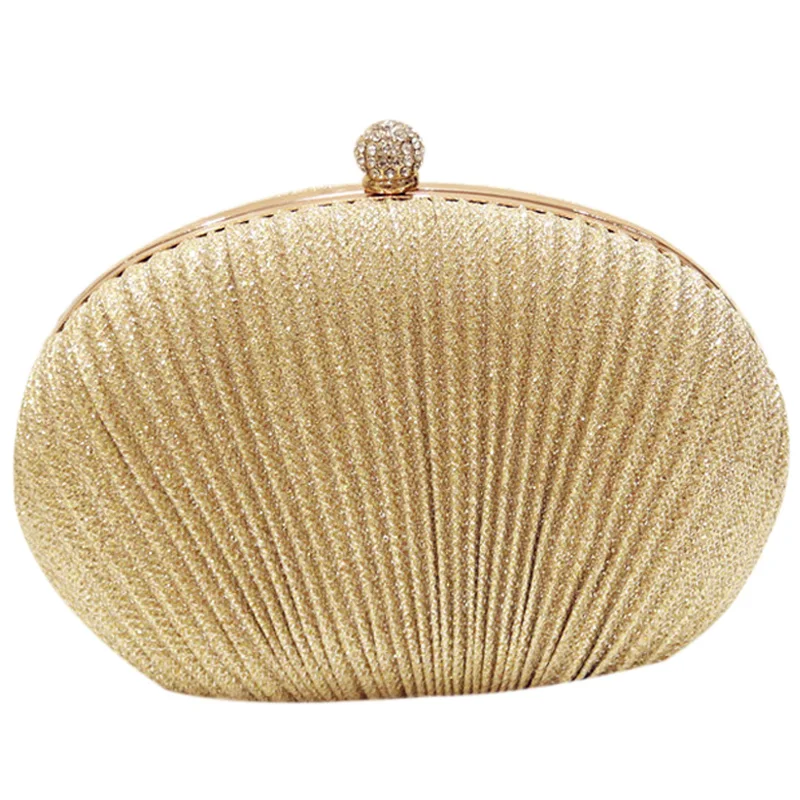 

Lady Diamond Evening Clutch Bag Women Wedding Shiny Handbags Bridal Pleated Purse Bags Chain Shoulder Bag(Gold)